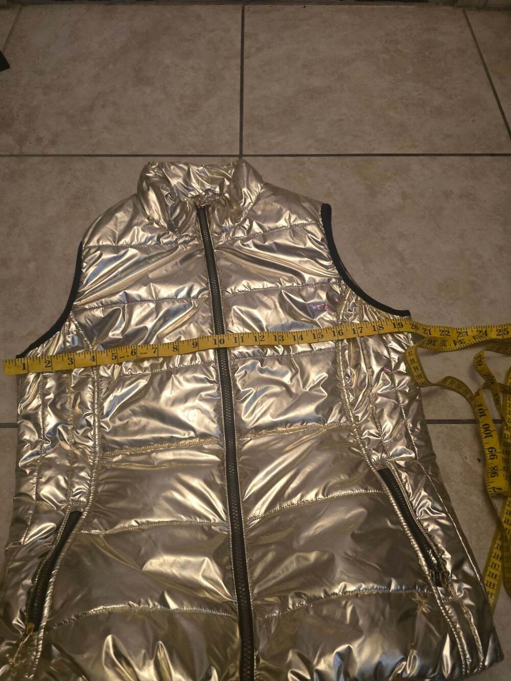 Lohla Sport Metallic Gold Quilted Puffer Vest - Picture 3 of 7